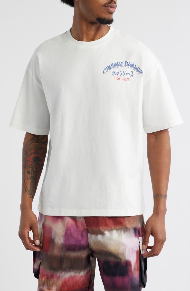 CRIMINAL DAMAGE Hot Pepper Sauce Graphic T-Shirt, Alternate, color,