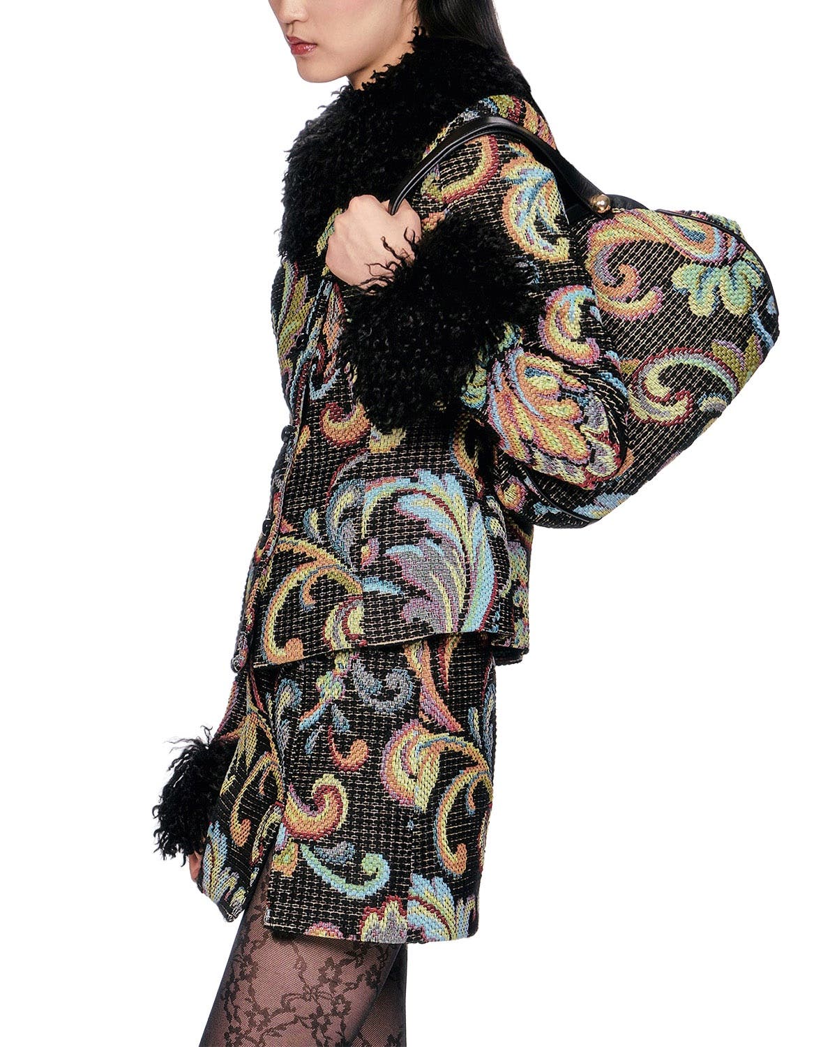 Anna Sui Tapestry Granny Bag, Alternate, color, Black Multi