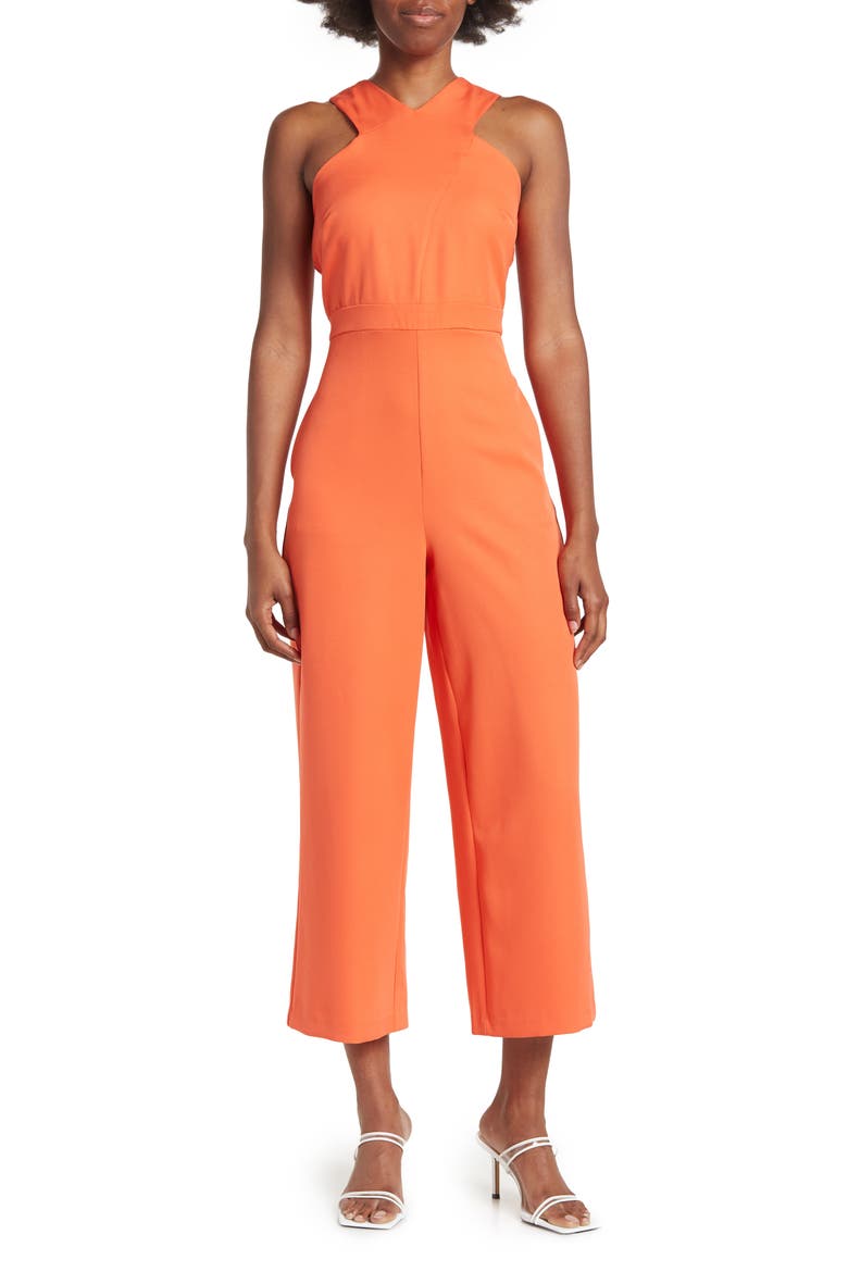 Halter Neck Jumpsuit, Main, color, CORAL