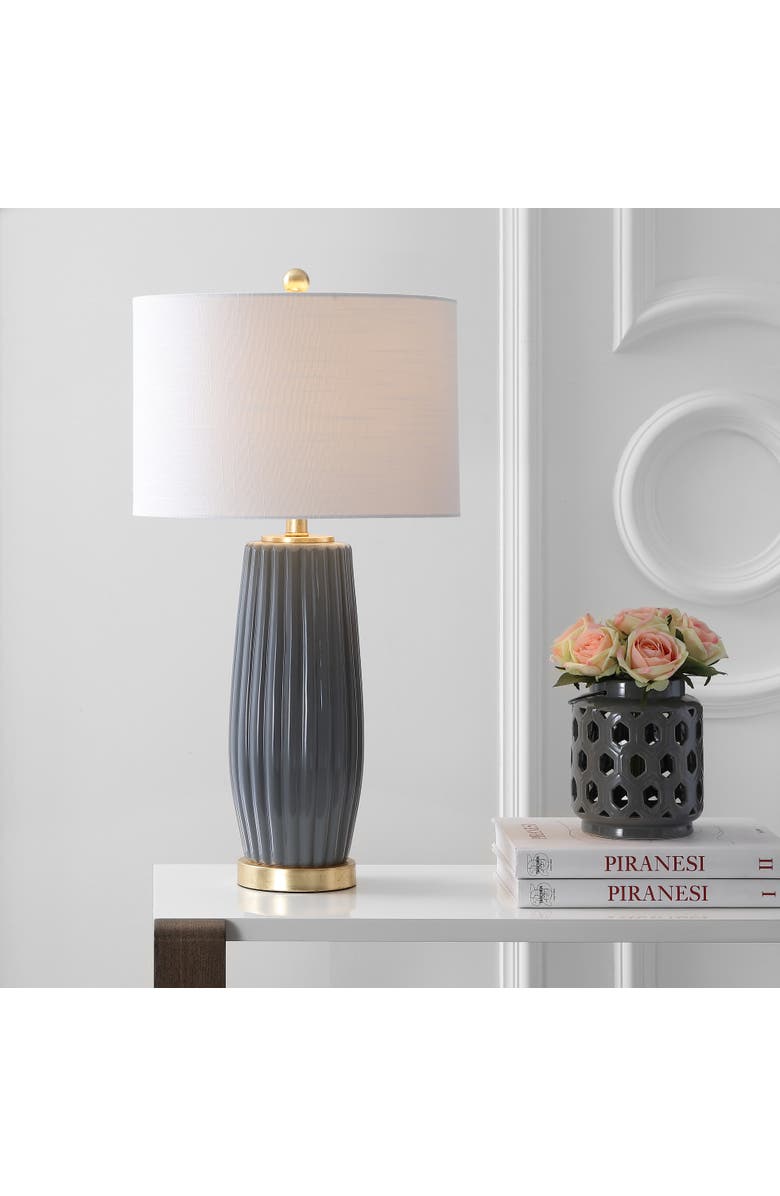 JONATHAN Y Roman 28.5" Ceramic LED Table Lamp, Alternate, color, Gray