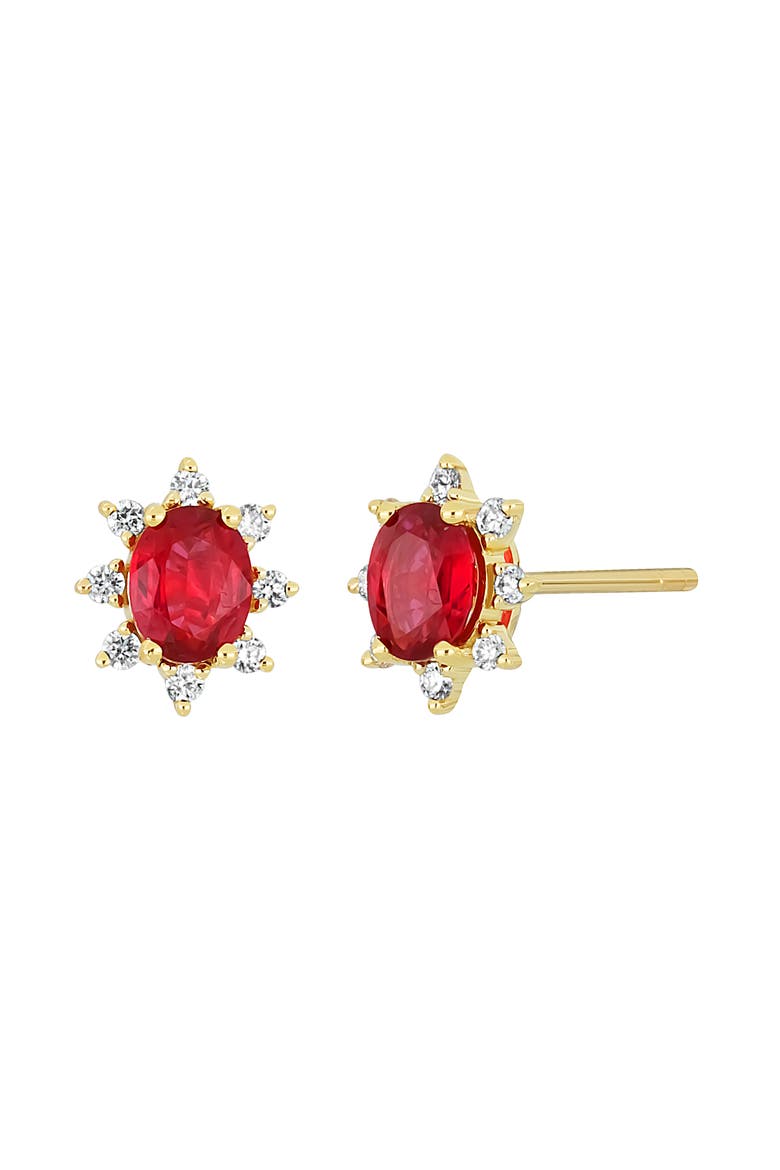 El Mar Ruby & Diamond Stud Earrings, Main, color, 18K YELLOW GOLD RUBY