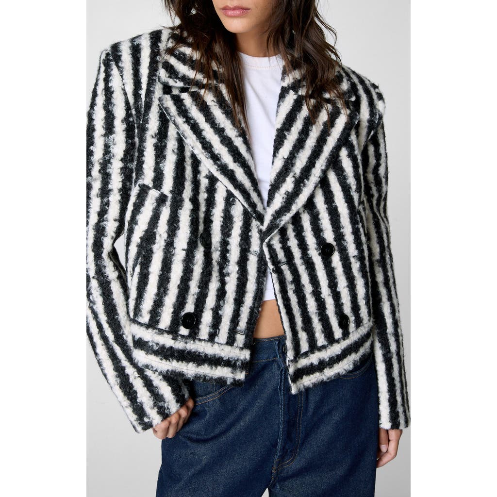 Nasty Gal Stripe Texture Double Breasted Jacket
