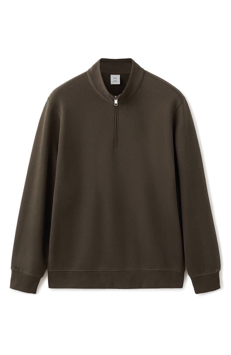 MANGO Quarter Zip Pullover, Alternate, color, Chocolate