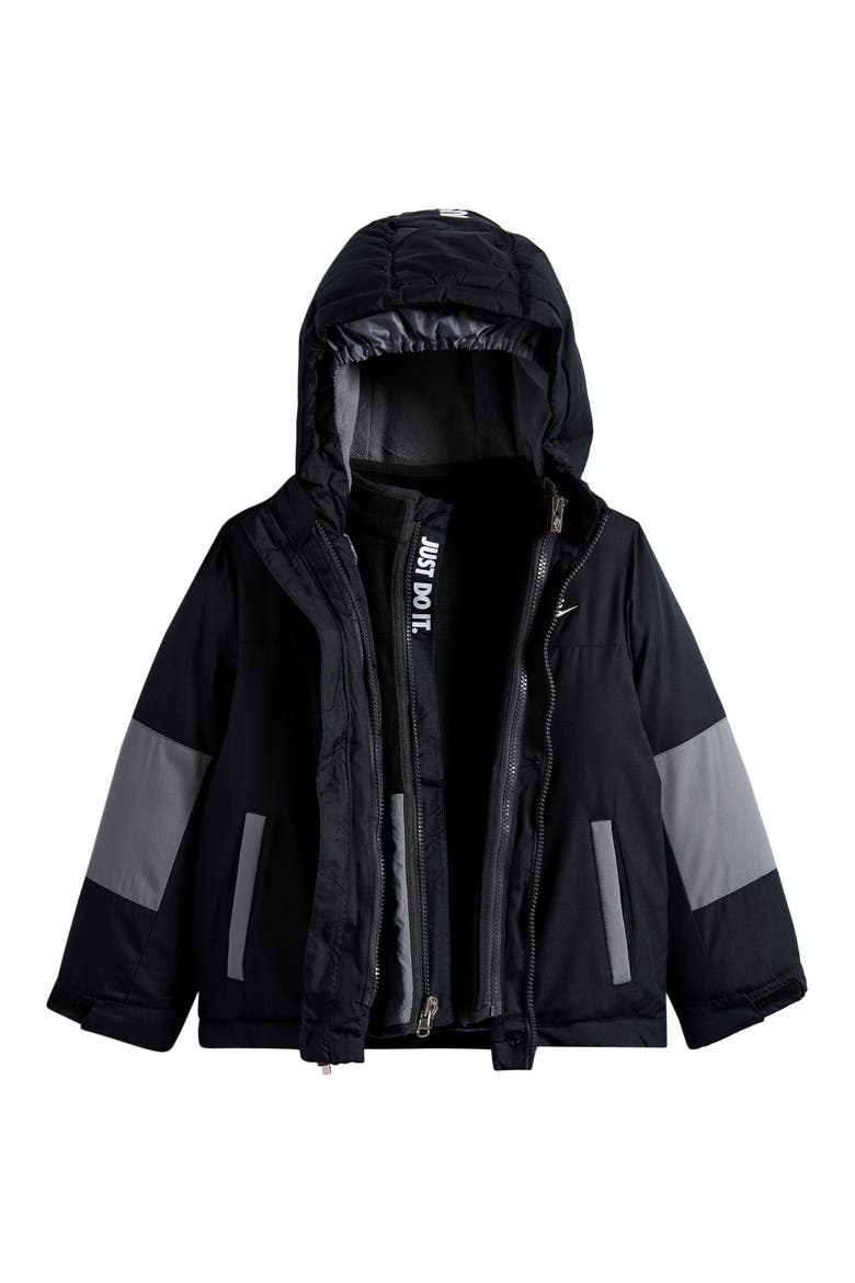 Kids' 3-in-1 System Hooded Jacket, Alternate, color, BLACK