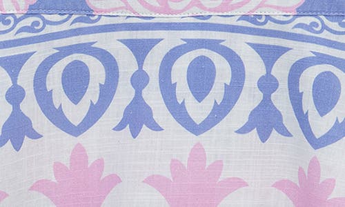 Habitual Kids Kids' Asymmetric Cotton Romper In Blue/pink Print