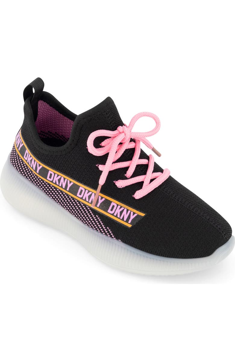 DKNY Kids' Landon Knit Sneaker, Main, color, Black