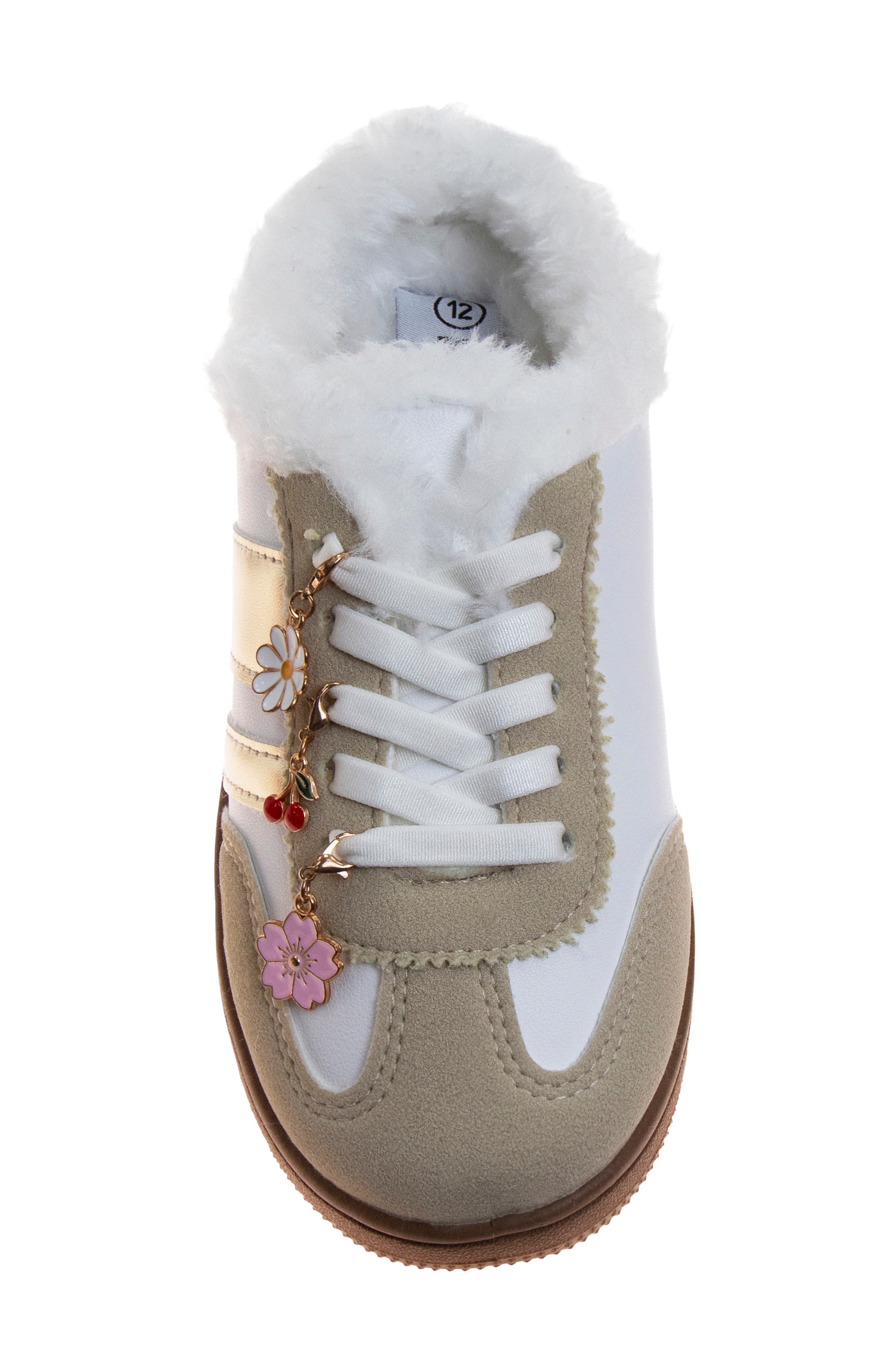 Kids' Faux Fur Slip On Sneaker, Alternate, color, WHITE BEIGE