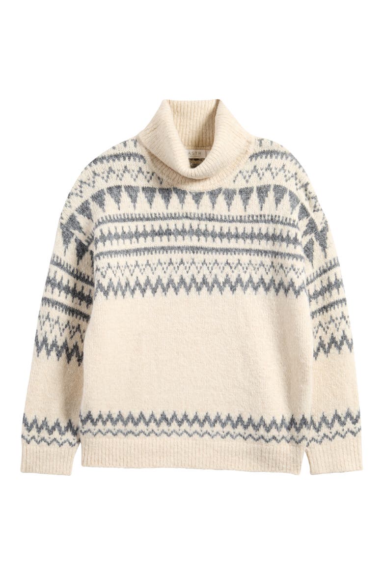 Fair Isle Turtleneck Relaxed Fit Sweater, Alternate, color, CREAM GREY