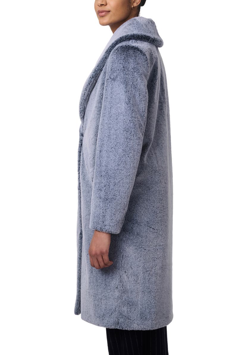Bernardo Shawl Collar Faux Fur Coat, Alternate, color, Grey