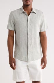 14th & Union Linen & Cotton Short Sleeve Button-Up Shirt
