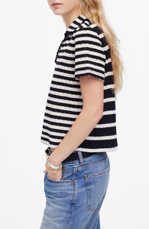 Madewell Stripe Knit Polo In Vintage Ivory
