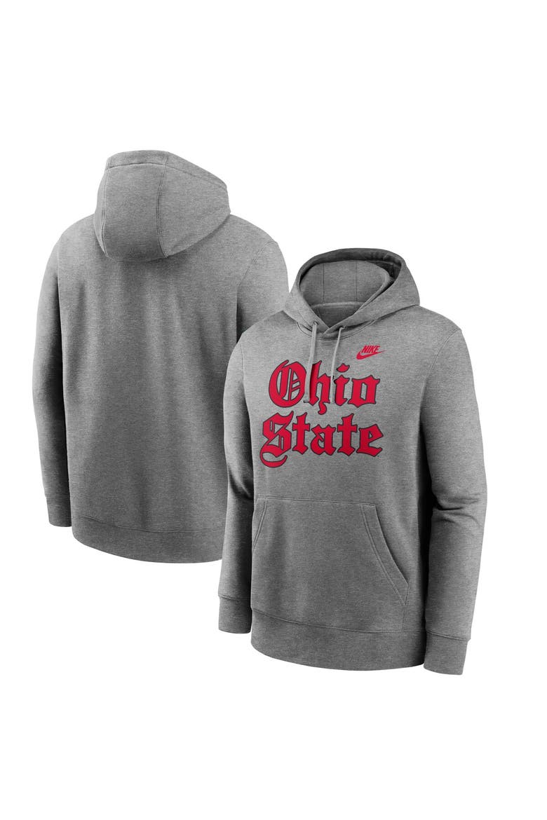Men's Nike Gray Ohio State Buckeyes Old English Fleece Pullover Hoodie, Main, color, Gray