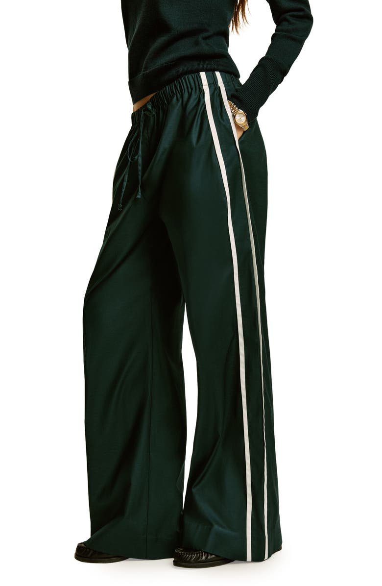 Reformation Julian Stripe Wide Leg Pants, Alternate, color, Forest
