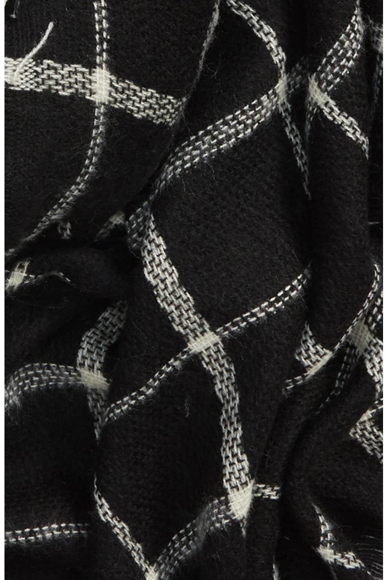 Check Scarf, Alternate, color, BLACK/ IVORY