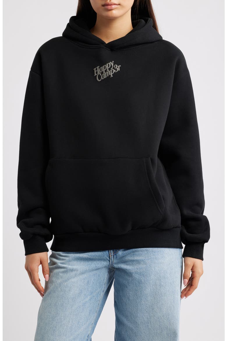 Puff Series Core Logo Cotton Blend Hoodie, Main, color, BLACK