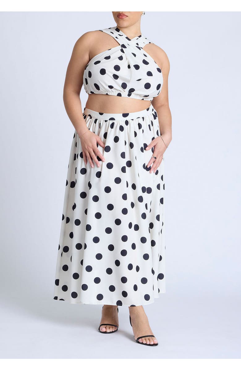 ELOQUII Shirred Wrap Crop Top, Alternate, color, Paint Dot