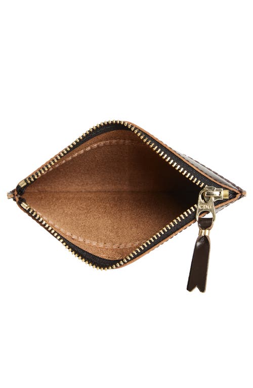 Comme Des Garçons Wallets Triple Stitch Leather Zip Pouch In Brown