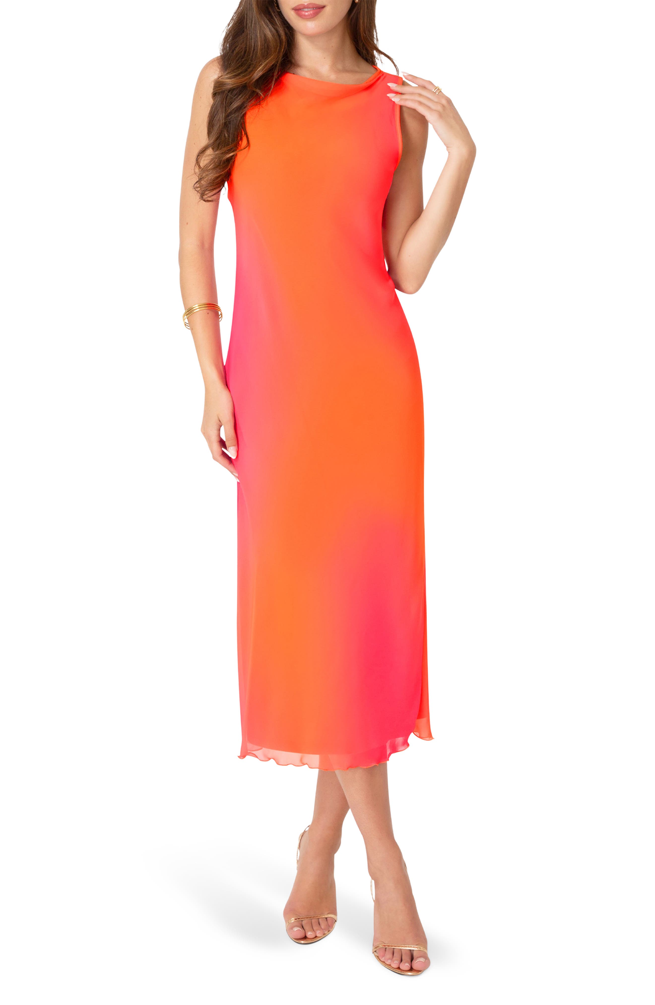 Smudge Chiffon Racerback Maxi Dress