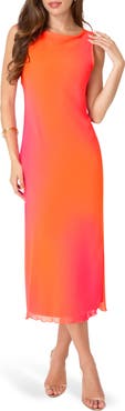 bebe Smudge Chiffon Racerback Maxi Dress