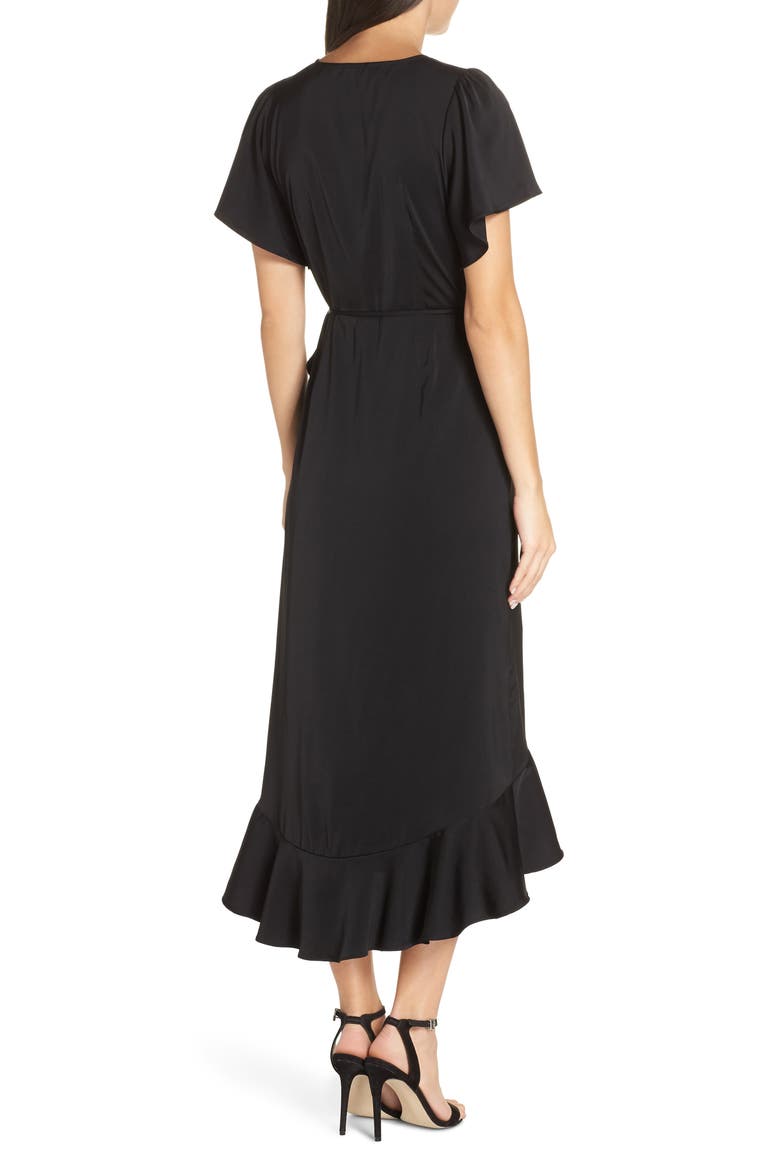 Midi Ruffle Wrap Dress, Alternate, color, BLACK