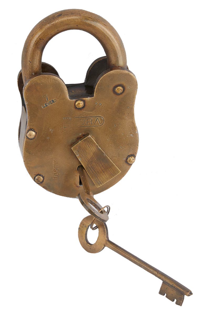 SONOMA SAGE HOME Brass Metal Vintage Lock And Key, Alternate, color, 