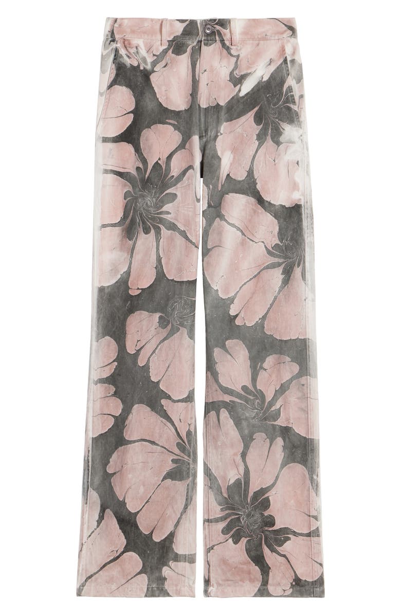 Dries Van Noten Pynam Floral & Solid Straight Leg Pants, Alternate, color, Dessin A