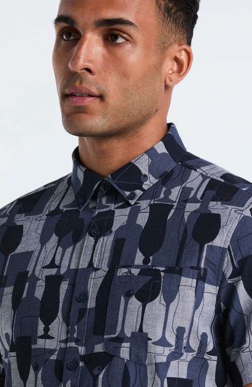 Original Penguin Chambray Short Sleeve Button Down Shirt In Blue