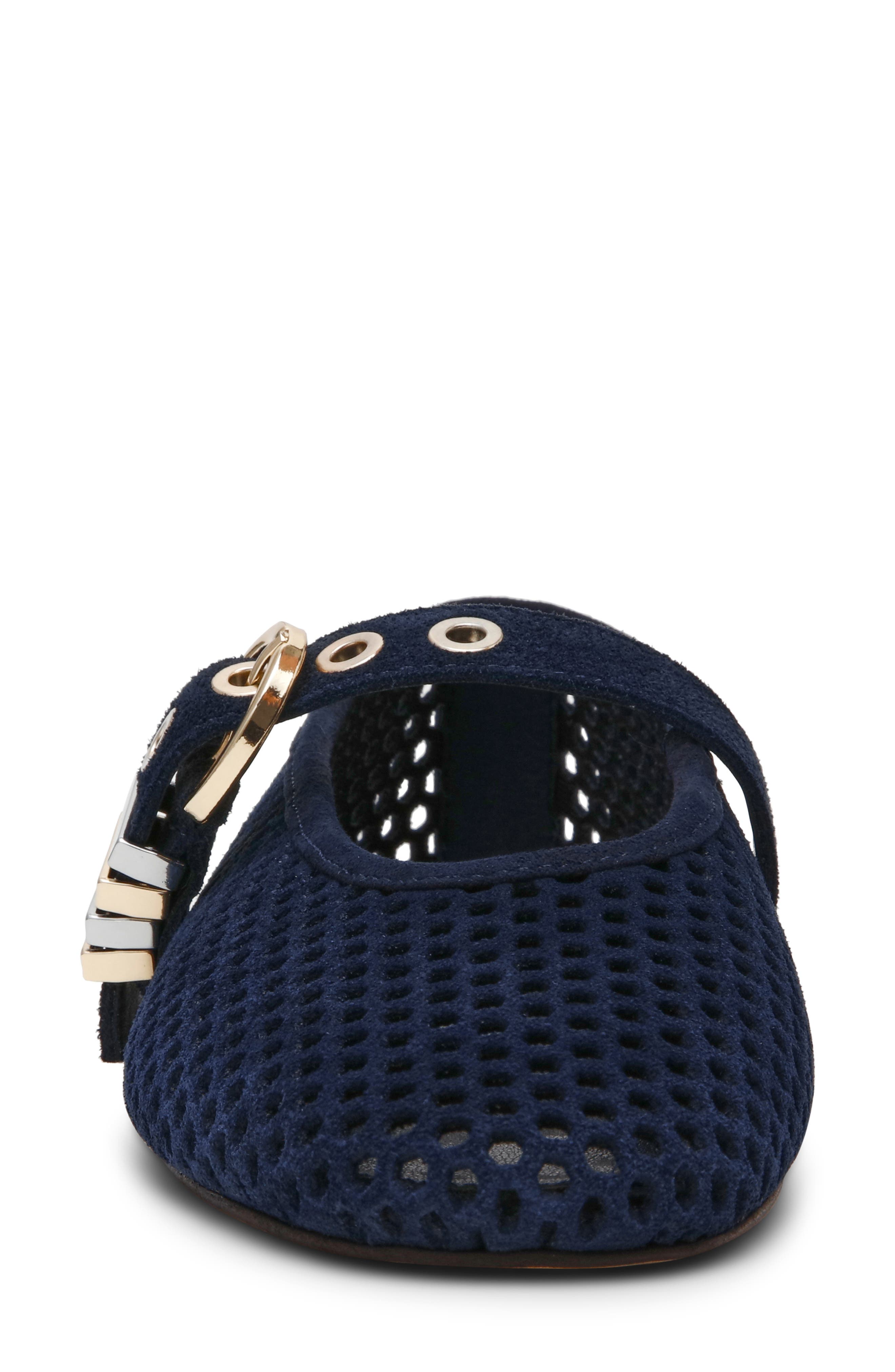 Lela Perforated Mary Jane Flat, Alternate, color, NAVY SUEDE