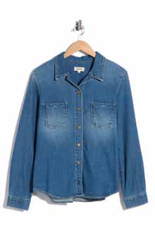 Isla Cotton Denim Snap-Up Shirt