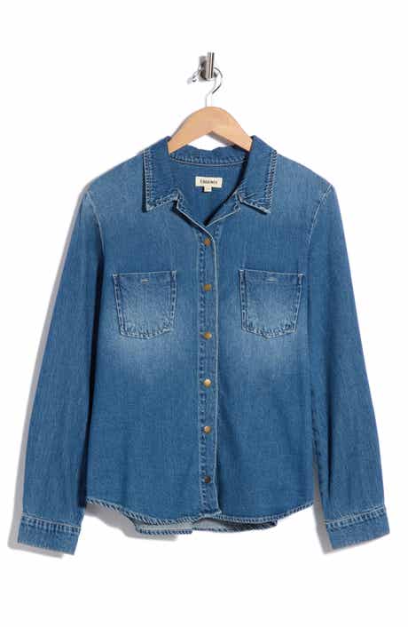 Isla Cotton Denim Snap-Up Shirt