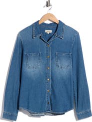 L'AGENCE Isla Cotton Denim Snap-Up Shirt