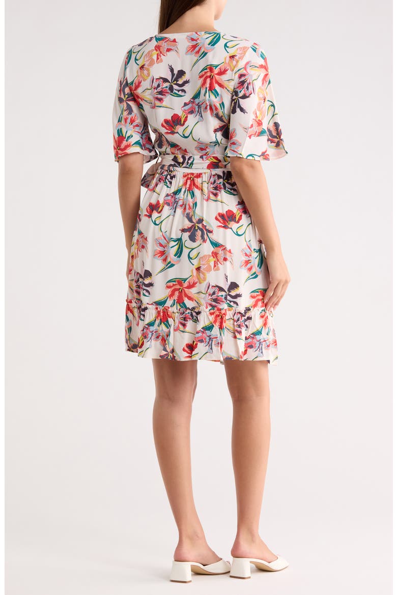 Short Sleeve Wrap Dress, Alternate, color, IVORY/ RED