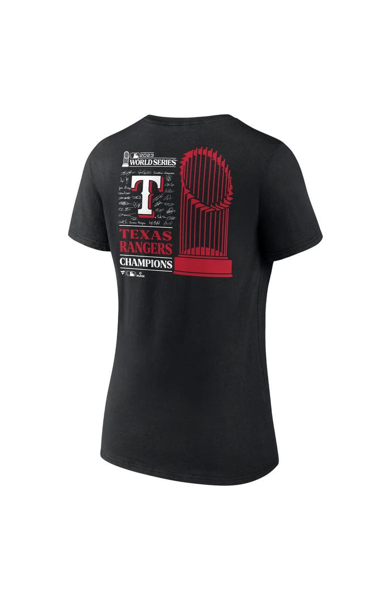 FANATICS Women's Fanatics Branded Black Texas Rangers 2023 World Series Champions Signature Roster V-Neck T-Shirt, Alternate, color,