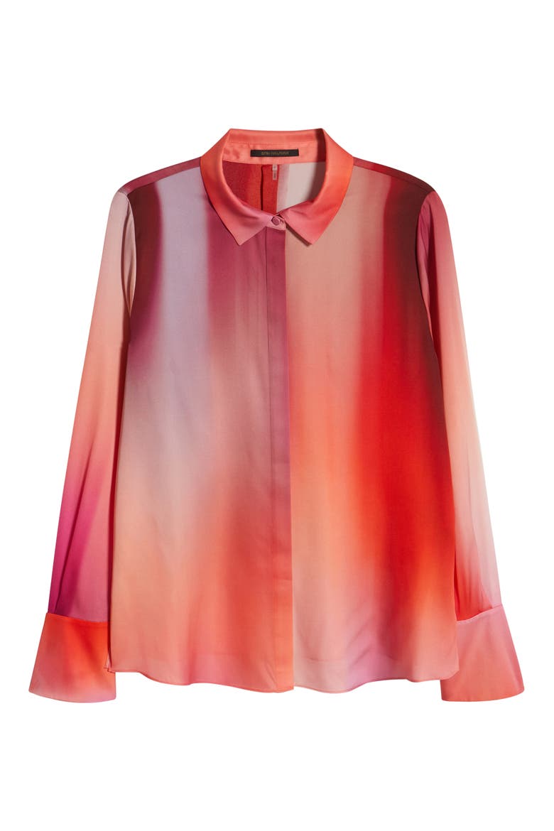 Printed Silk Blend Button-Up Shirt, Alternate, color, POPPY MULTI