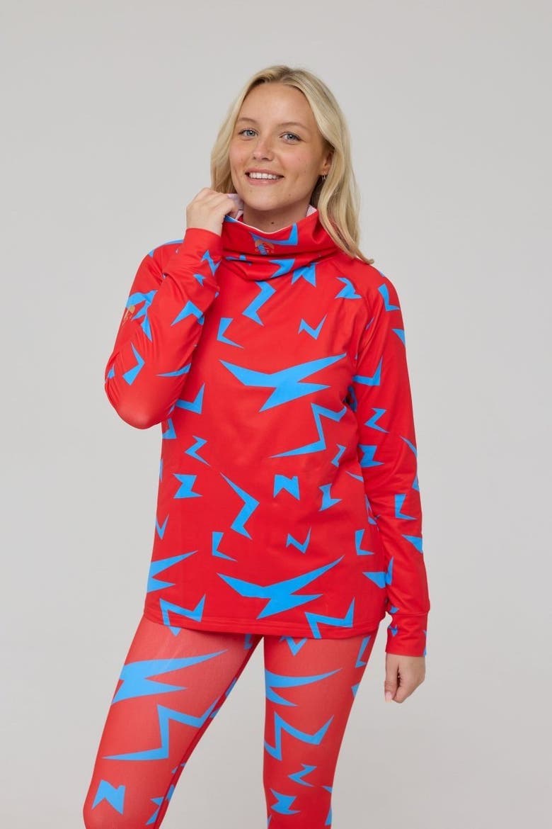 High Neck Baselayer Top Starman Women's, Main, color, Red, Geometric