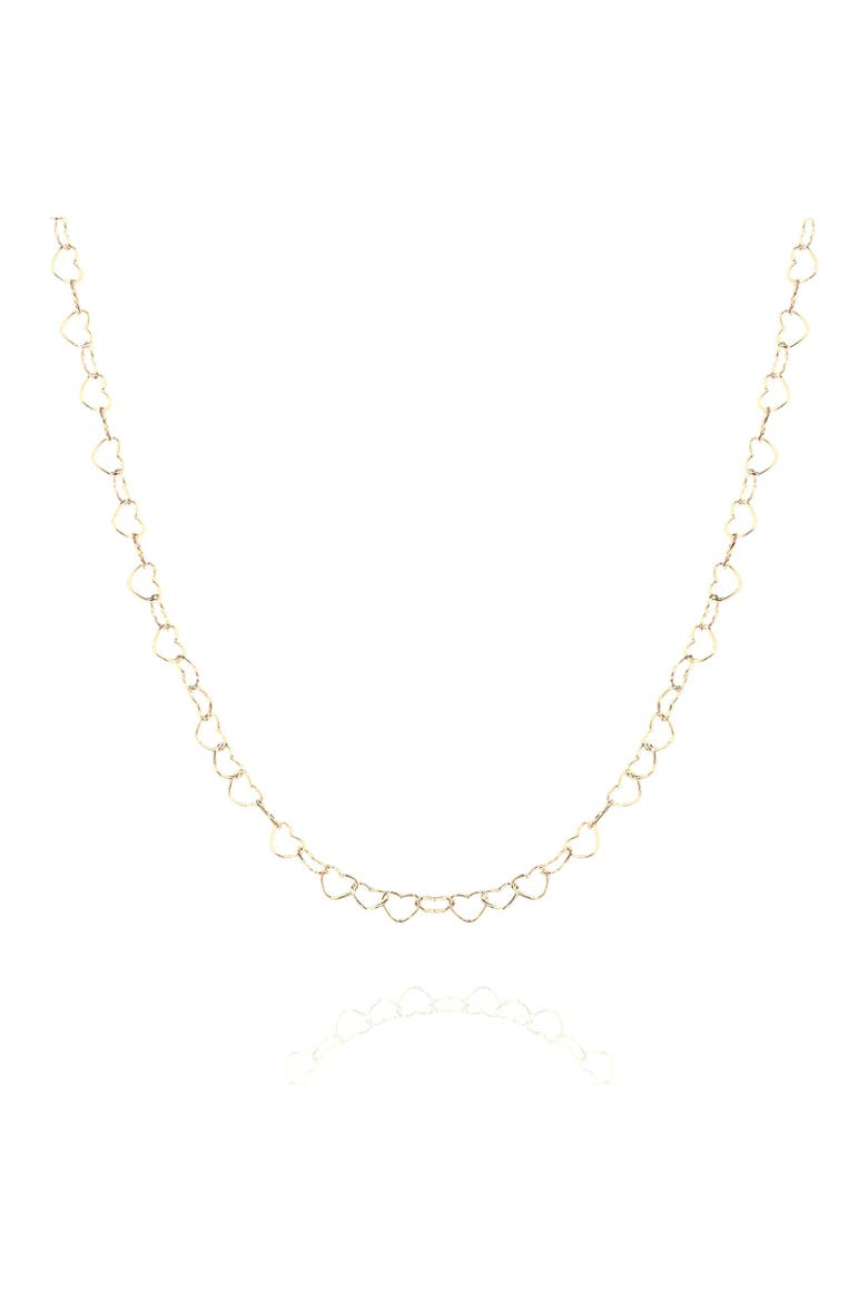Love Heart Sterling Silver Chain Necklace, Main, color, Gold