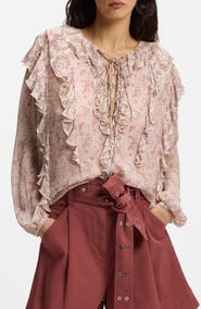 BOSS Orange Paisley Ruffle Blouse