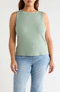 Liverpool Los Angeles Boat Neck Sleeveless Rib Top