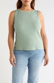 Liverpool Los Angeles Boat Neck Sleeveless Rib Top
