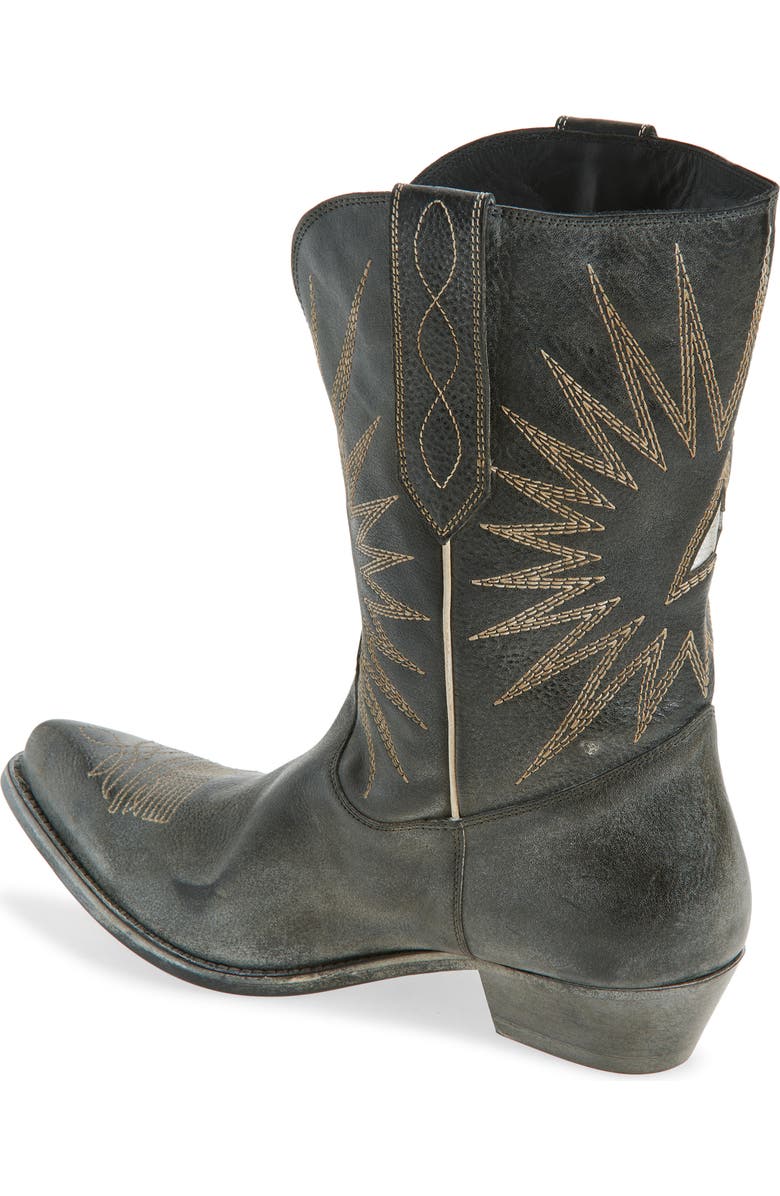 Golden Goose Wish Star Short Western Boot, Alternate, color, Black/ Ecru/ Silver