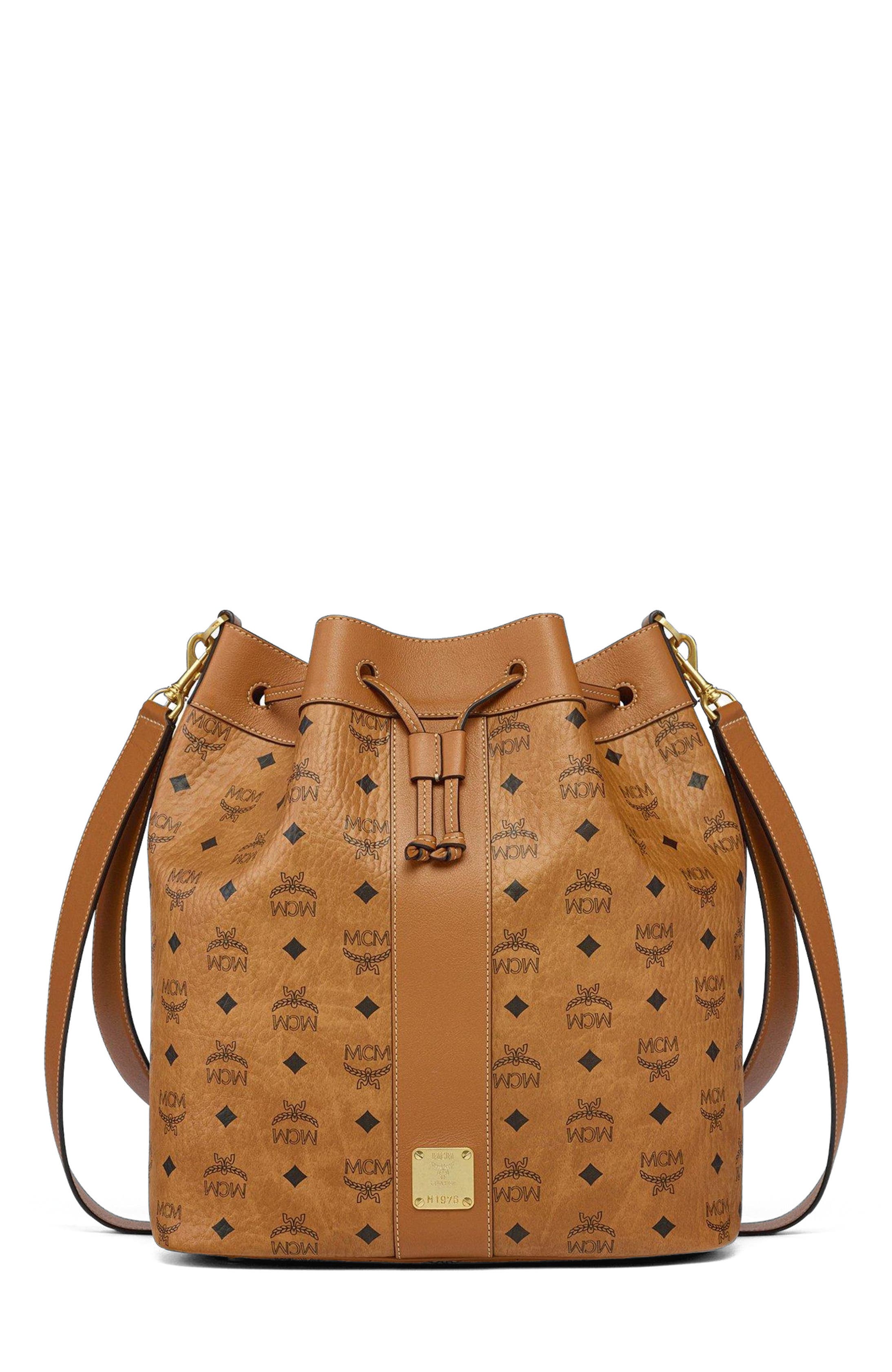 MCM Large Dessau Drawstring Bag in Visetos, Main, color, Co