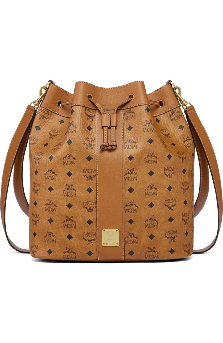 MCM Large Dessau Drawstring Bag in Visetos, Main, color, Co