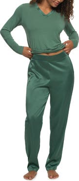Felina Elysees Satin & Jersey Pajamas