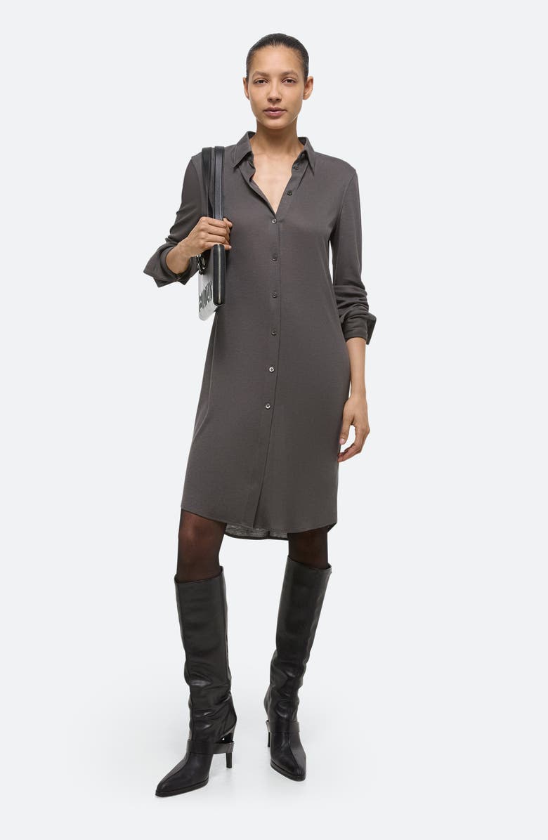 Helmut Lang Long Sleeve Jersey Shirtdress, Alternate, color, Graphite