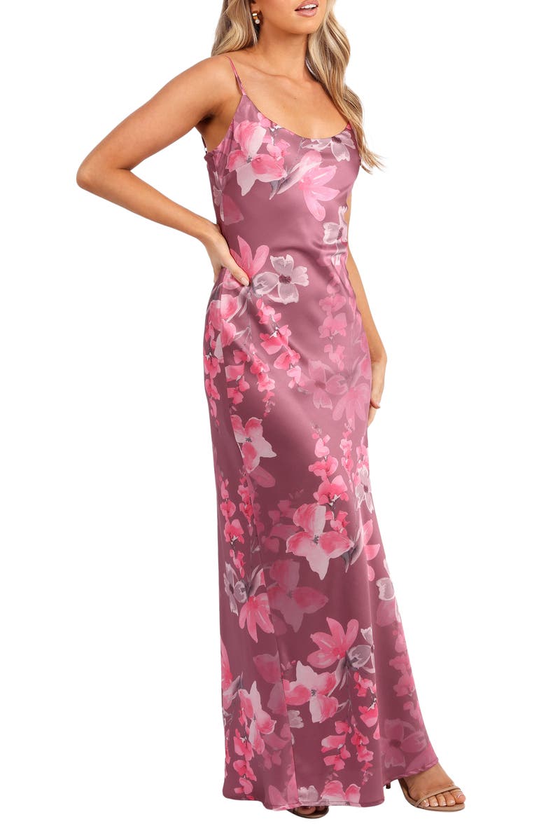 Petal & Pup Jamie Floral Print Maxi Slipdress, Alternate, color, Dark Rose Floral