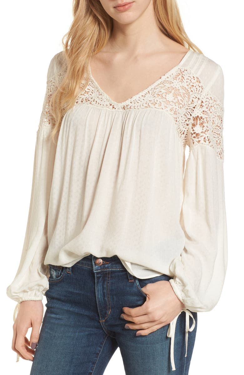 Hinge Lace Yoke Top, Main, color,