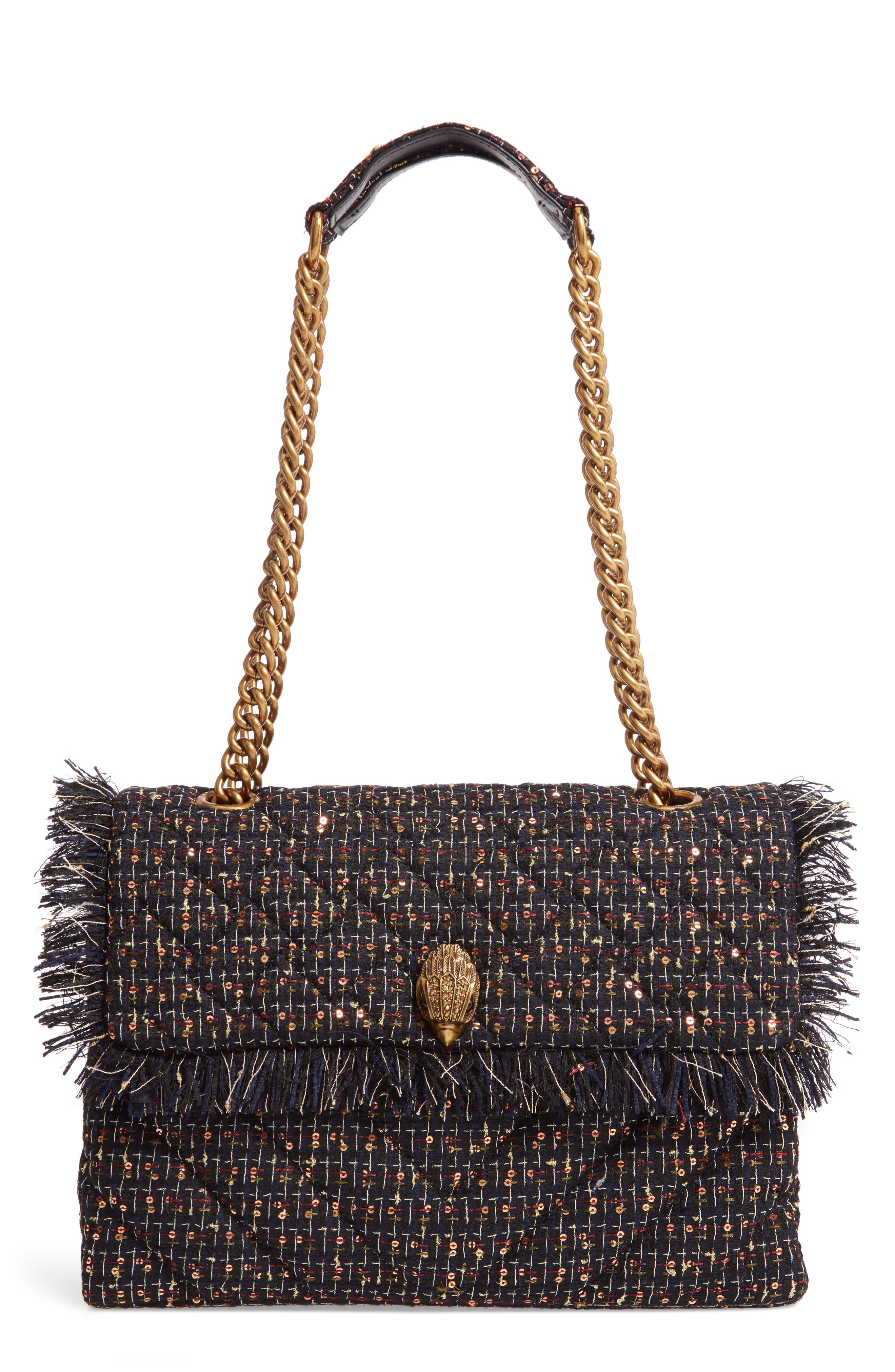 Large Kensington X Tweed Shoulder Bag, Main, color, BLUE/ DARK.C