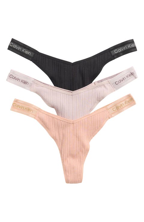 Refined Ribbed Thongs - Pack of 3