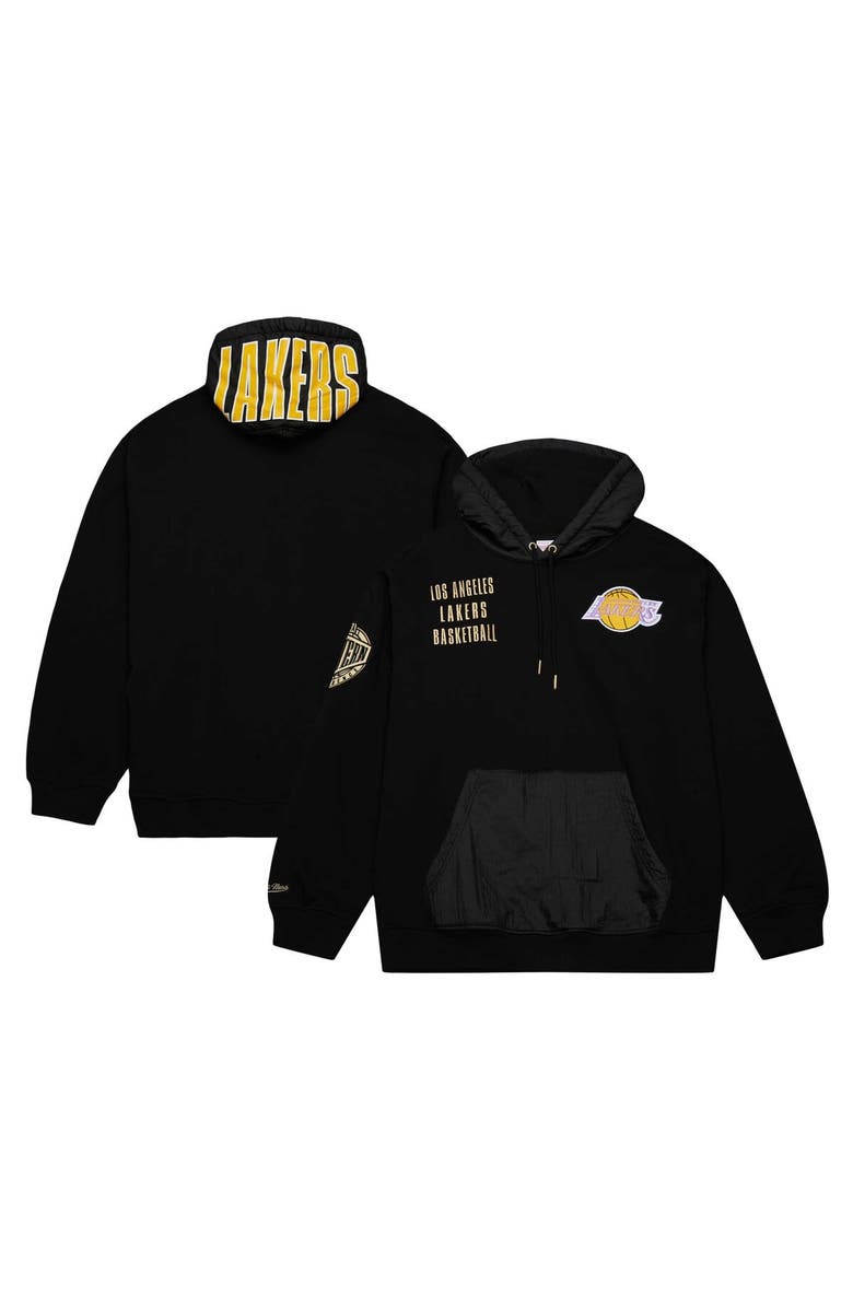 Mitchell & Ness Men's Mitchell & Ness Black Los Angeles Lakers Team OG 2.0 Vintage Logo Fleece Pullover Hoodie, Main, color,
