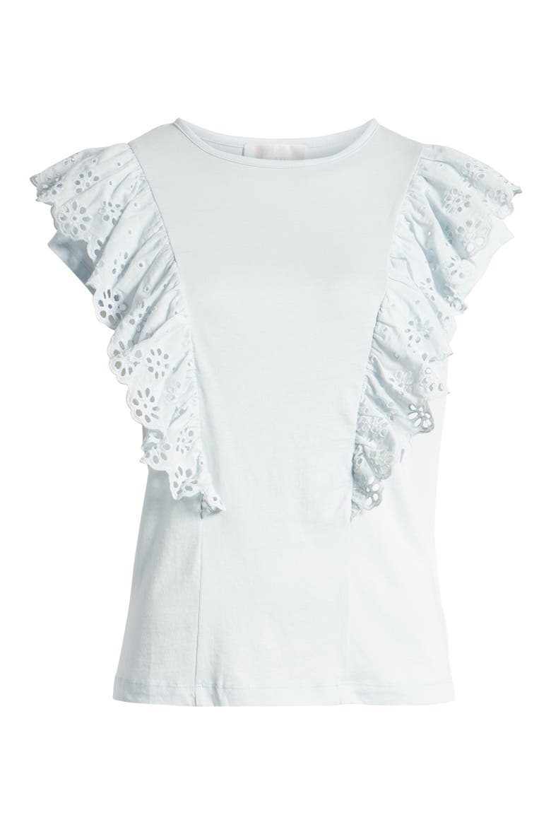 Eyelet Ruffle Tee, Alternate, color, BLUE AIR
